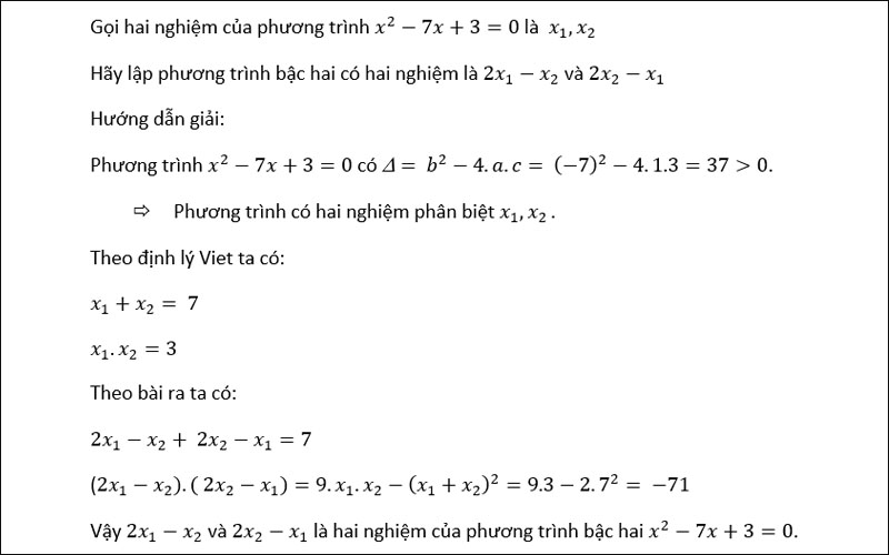Lập phương trình bậc hai một ẩn dựa trên định lý Viet